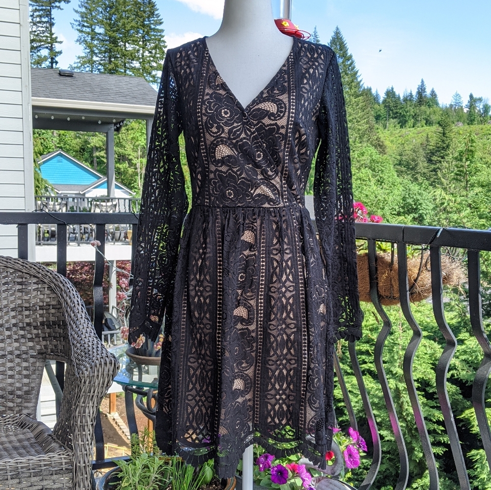 Black & Nude Lace Dress